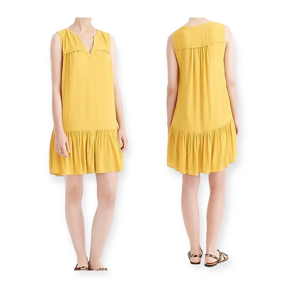 J. Crew Yellow Ruffle-hem sleeveless shift dress  size XS, SUMMER SALE